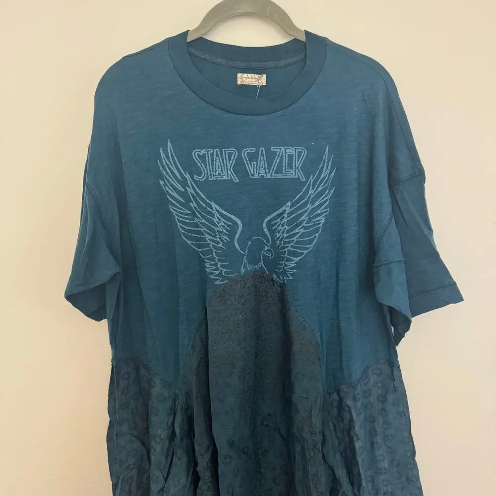 Free People Jerry Lounge T-shirt Dress in Dark Blue